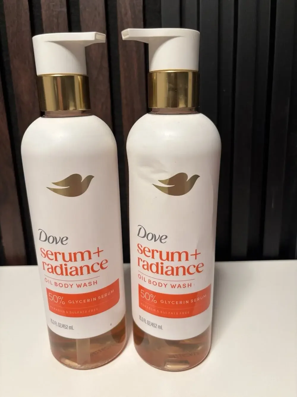 2x Dove Oil Body Wash Serum + Radiance with 50% Glycerin Serum 15.3 Fl Oz Ea New